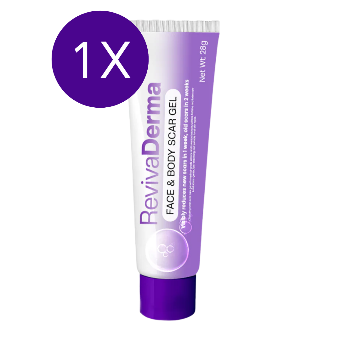 Timilk® RevivaDerma Face & Body Scar Gel - Clinically proven to soften, flatten and fade surgical scars, acne marks, burns, keloids and trauma-related scars