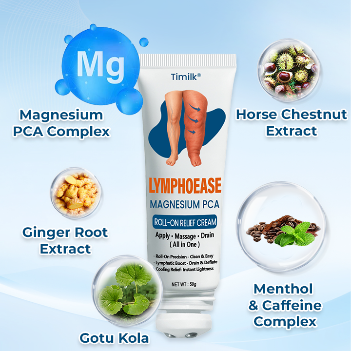 ✅ Official Store: Timilk® LymphoEase Magnesium PCA Roll-On Relief Cream 🔥 FDA Certified (Clinically Proven Relief for Lymphedema, Leg Swelling & Poor Circulation 🩺)