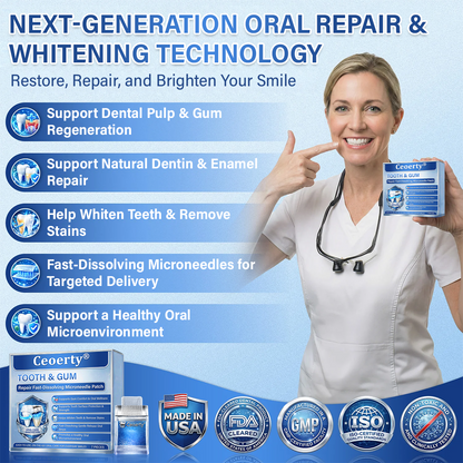 Your Smile🦷Ceoerty® Tooth & Gum Care Fast-Dissolving Microneedle Patch✨ (𝟓-𝐢𝐧-𝟏 💎 𝐑𝐞𝐛𝐮𝐢𝐥𝐝 𝐄𝐧𝐚𝐦𝐞𝐥 & 𝐃𝐞𝐧𝐭𝐢𝐧 • 𝐒𝐭𝐫𝐞𝐧𝐠𝐭𝐡𝐞𝐧 𝐆𝐮𝐦𝐬 • 𝐄𝐫𝐚𝐝𝐢𝐜𝐚𝐭𝐞 𝐓𝐚𝐫𝐭𝐚𝐫 & 𝐎𝐝𝐨𝐫 • 𝐖𝐡𝐢𝐭𝐞𝐧𝐢𝐧𝐠 • 𝐒𝐭𝐨𝐩 𝐓𝐨𝐨𝐭𝐡 𝐒𝐞𝐧𝐬𝐢𝐭𝐢𝐯𝐢𝐭𝐲)