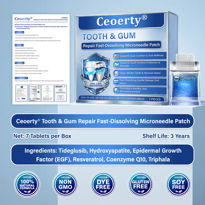Your Smile🦷Ceoerty® Tooth & Gum Care Fast-Dissolving Microneedle Patch✨ (𝟓-𝐢𝐧-𝟏 💎 𝐑𝐞𝐛𝐮𝐢𝐥𝐝 𝐄𝐧𝐚𝐦𝐞𝐥 & 𝐃𝐞𝐧𝐭𝐢𝐧 • 𝐒𝐭𝐫𝐞𝐧𝐠𝐭𝐡𝐞𝐧 𝐆𝐮𝐦𝐬 • 𝐄𝐫𝐚𝐝𝐢𝐜𝐚𝐭𝐞 𝐓𝐚𝐫𝐭𝐚𝐫 & 𝐎𝐝𝐨𝐫 • 𝐖𝐡𝐢𝐭𝐞𝐧𝐢𝐧𝐠 • 𝐒𝐭𝐨𝐩 𝐓𝐨𝐨𝐭𝐡 𝐒𝐞𝐧𝐬𝐢𝐭𝐢𝐯𝐢𝐭𝐲)