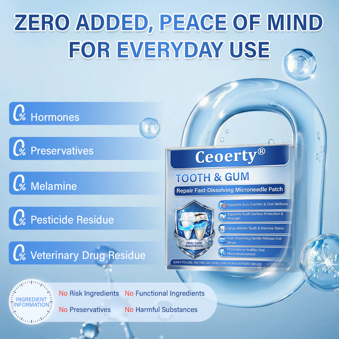 Your Smile🦷Ceoerty® Tooth & Gum Care Fast-Dissolving Microneedle Patch✨ (𝟓-𝐢𝐧-𝟏 💎 𝐑𝐞𝐛𝐮𝐢𝐥𝐝 𝐄𝐧𝐚𝐦𝐞𝐥 & 𝐃𝐞𝐧𝐭𝐢𝐧 • 𝐒𝐭𝐫𝐞𝐧𝐠𝐭𝐡𝐞𝐧 𝐆𝐮𝐦𝐬 • 𝐄𝐫𝐚𝐝𝐢𝐜𝐚𝐭𝐞 𝐓𝐚𝐫𝐭𝐚𝐫 & 𝐎𝐝𝐨𝐫 • 𝐖𝐡𝐢𝐭𝐞𝐧𝐢𝐧𝐠 • 𝐒𝐭𝐨𝐩 𝐓𝐨𝐨𝐭𝐡 𝐒𝐞𝐧𝐬𝐢𝐭𝐢𝐯𝐢𝐭𝐲)