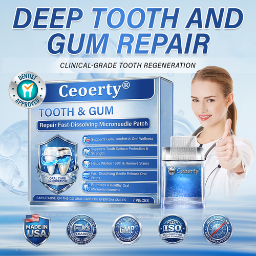 Your Smile🦷Ceoerty® Tooth & Gum Care Fast-Dissolving Microneedle Patch✨ (𝟓-𝐢𝐧-𝟏 💎 𝐑𝐞𝐛𝐮𝐢𝐥𝐝 𝐄𝐧𝐚𝐦𝐞𝐥 & 𝐃𝐞𝐧𝐭𝐢𝐧 • 𝐒𝐭𝐫𝐞𝐧𝐠𝐭𝐡𝐞𝐧 𝐆𝐮𝐦𝐬 • 𝐄𝐫𝐚𝐝𝐢𝐜𝐚𝐭𝐞 𝐓𝐚𝐫𝐭𝐚𝐫 & 𝐎𝐝𝐨𝐫 • 𝐖𝐡𝐢𝐭𝐞𝐧𝐢𝐧𝐠 • 𝐒𝐭𝐨𝐩 𝐓𝐨𝐨𝐭𝐡 𝐒𝐞𝐧𝐬𝐢𝐭𝐢𝐯𝐢𝐭𝐲)
