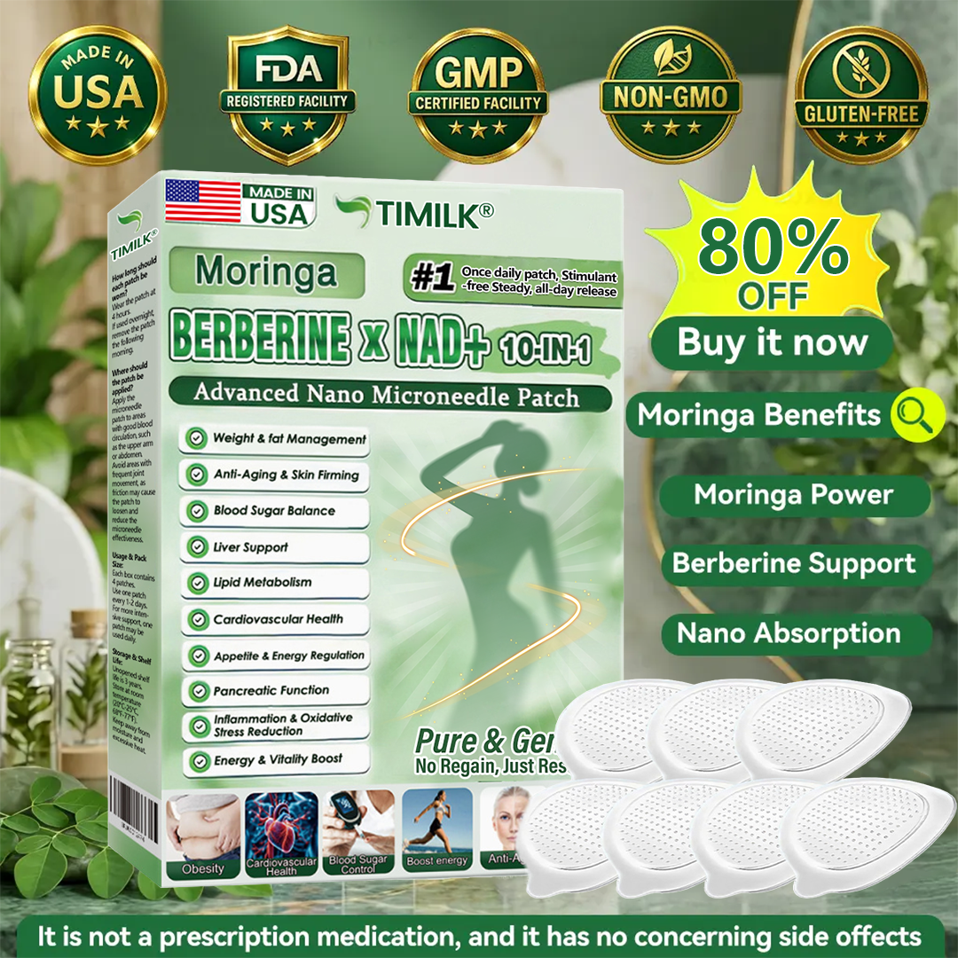 🇺🇸 Official US Store | 🧑‍⚕️🩺 Timilk® Moringa · Berberine × NAD+ 10-in-1 Advanced Nano Microneedle Patch - Once Daily, Visible Results in 7 Days